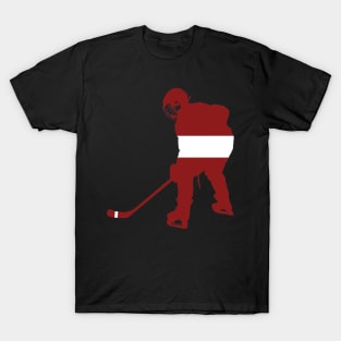 Latvian Flag Hokejs Ice Hockey Player T-Shirt